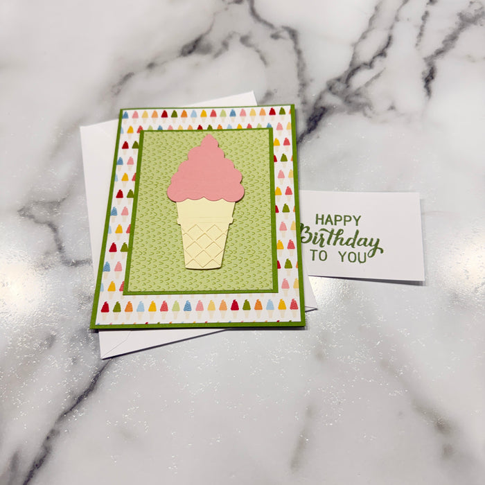 Pink & Green Ice Cream Cone - Happy Birthday to you