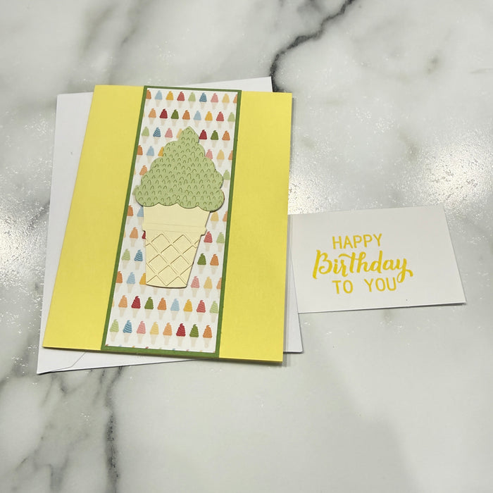 Green & Yellow Ice Cream Cone - Happy Birthday to you