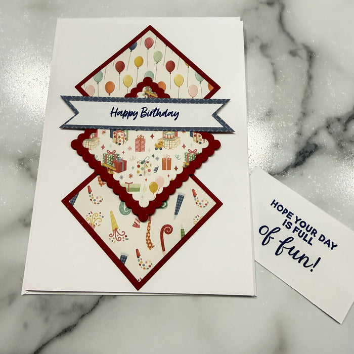 Red & Blue Happy Birthday - Hope Your Day is Full of Fun! 5x7