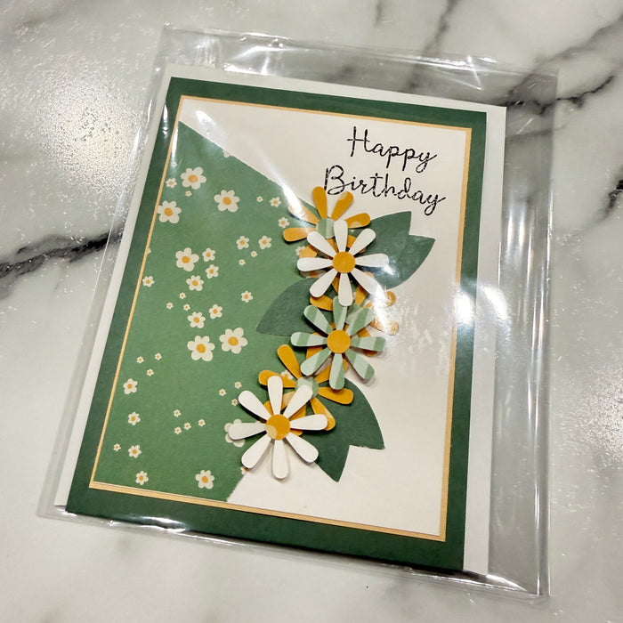 Green & White Floral - Blank