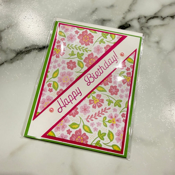 Dark Pink & Green Floral - Blank
