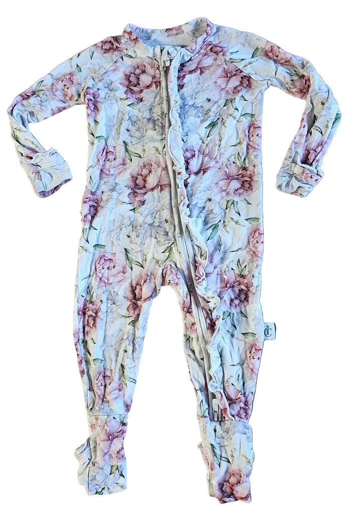 Hanlyn Bamboo Frilly Floral Sleeper 3-6m
