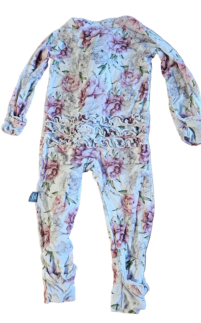 Hanlyn Bamboo Frilly Floral Sleeper 3-6m