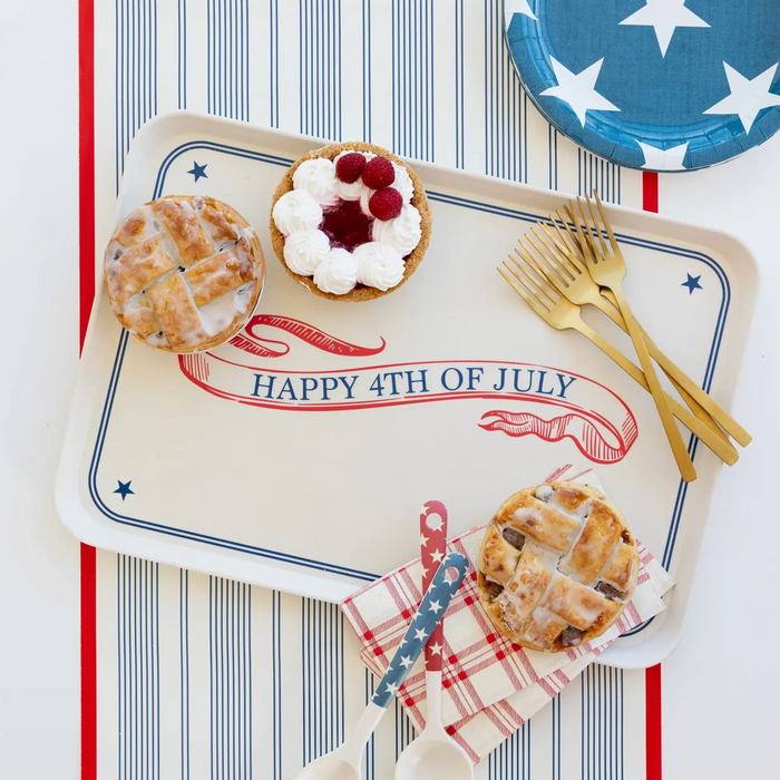 "Happy 4th of July" Reusable Bamboo Serving Tray