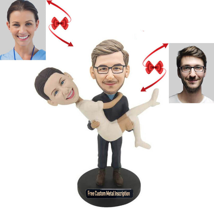 Happy Man Holding Lover Custom Bobblehead