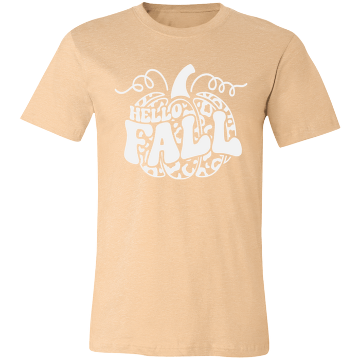 Hello Fall Pumpkin graphic t-shirt in Heather Sand Dune