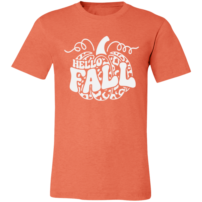 Hello Fall Pumpkin graphic t-shirt in Heather Orange
