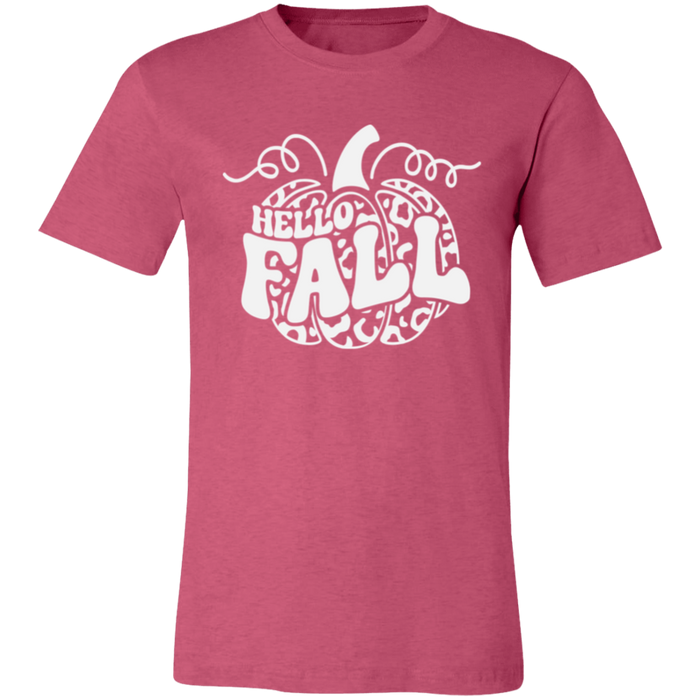 Hello Fall Pumpkin graphic t-shirt in Heather Raspberry