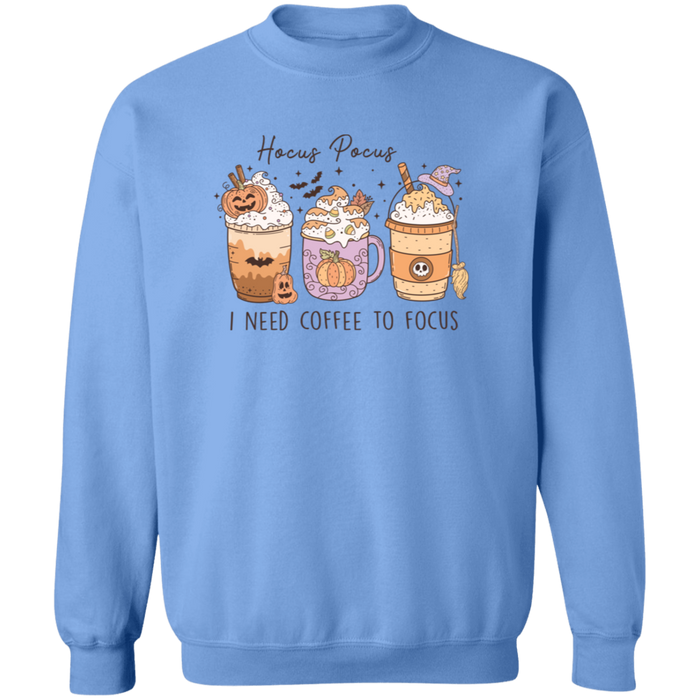 Hocus Pocus Coffee Focus crewneck sweatshirt in Carolina Blue