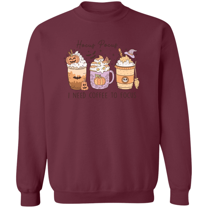 Hocus Pocus Coffee Focus crewneck sweatshirt in Maroon