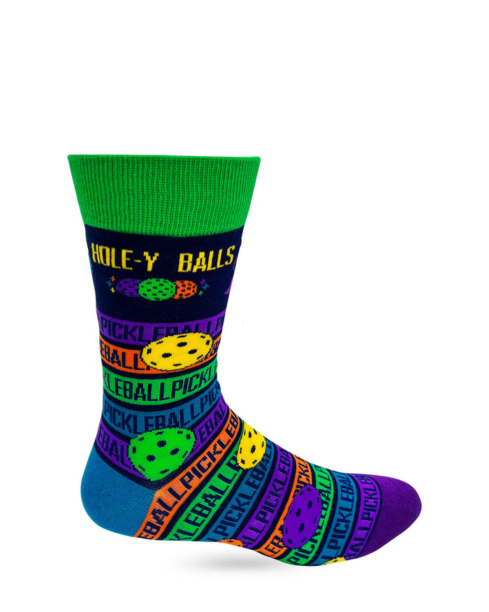 Hole-y Balls Men's Pickleball Novelty Crew Socks