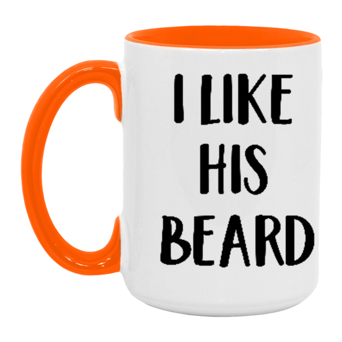 I Like His Beard ceramic coffee mug, product photo 2