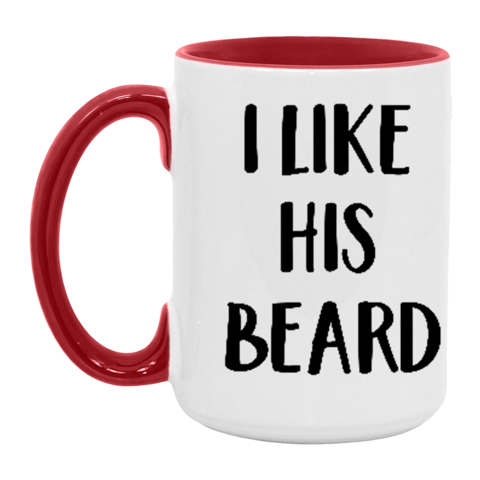 I Like His Beard ceramic coffee mug, product photo 3