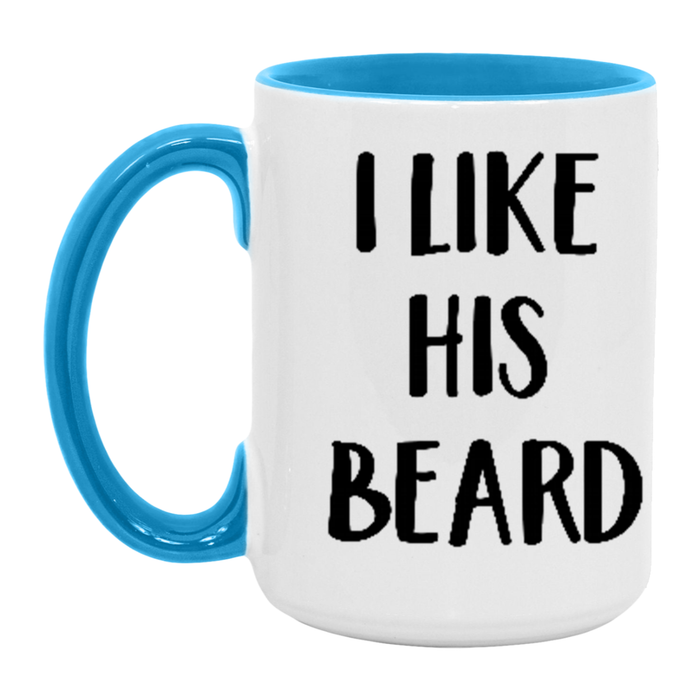 I Like His Beard ceramic coffee mug, product photo 4