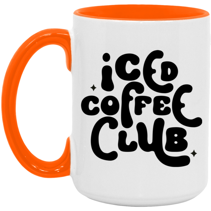 Iced Coffee Club 15 oz ceramic coffee mug in White/Orange