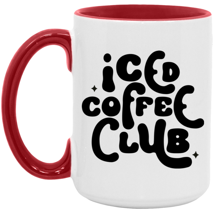 Iced Coffee Club 15 oz ceramic coffee mug in White/Red