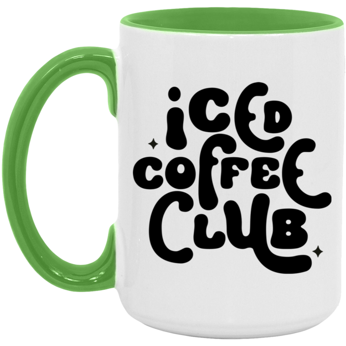 Iced Coffee Club 15 oz ceramic coffee mug in White/Light Green
