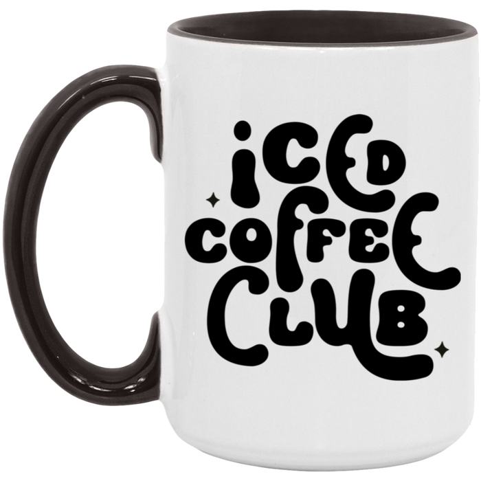 Iced Coffee Club 15 oz ceramic coffee mug in White/Black