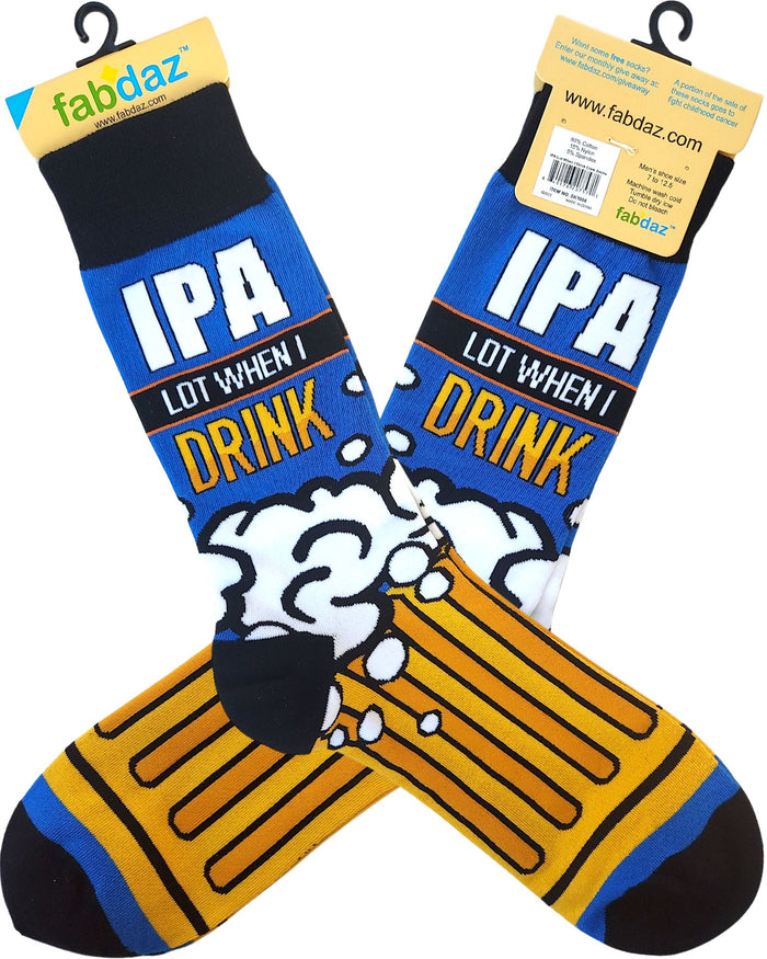 IPA Lot When I Drink Men's Novelty Crew Socks