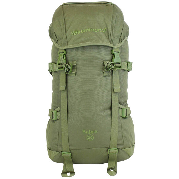 front view of karrimor sf sabre 30litre rucksack olive