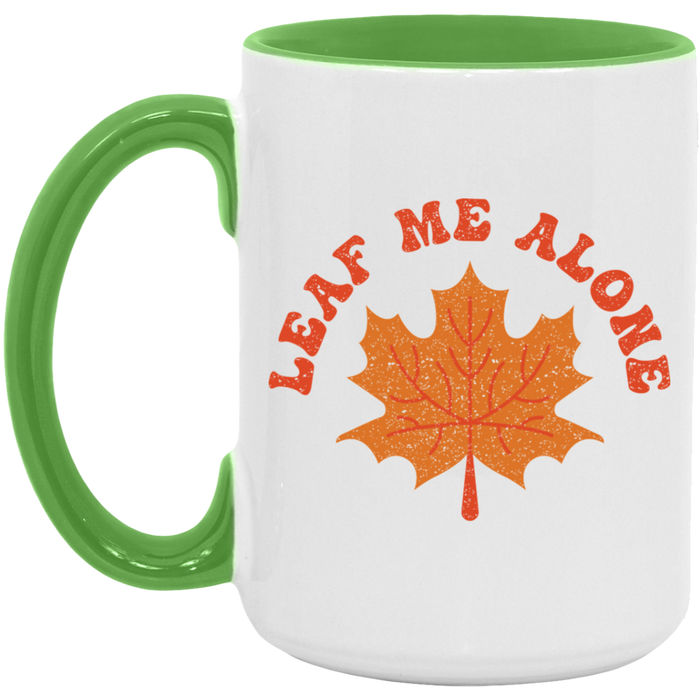 Leaf Me Alone ceramic coffee mug, product photo 4