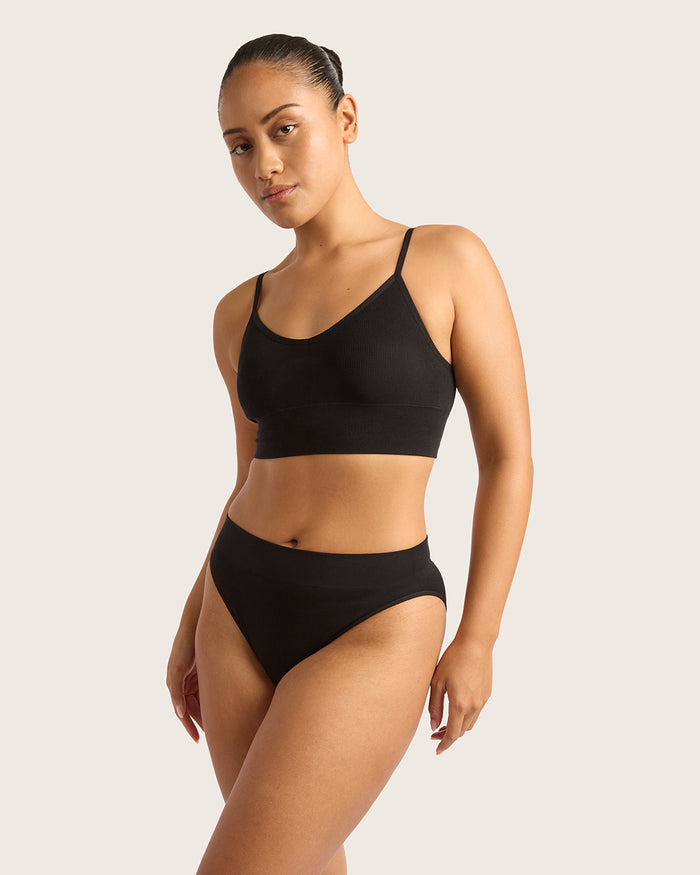 LYOLYTE Ribbed High Leg Briefs - Black