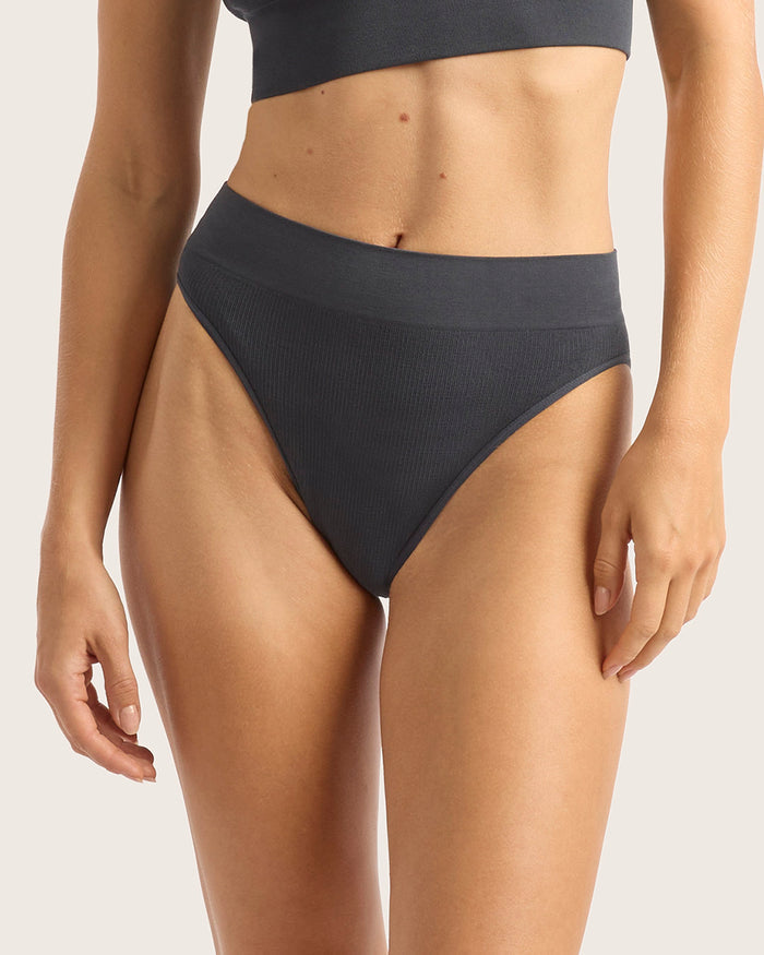 LYOLYTE Ribbed High Leg Briefs - Storm
