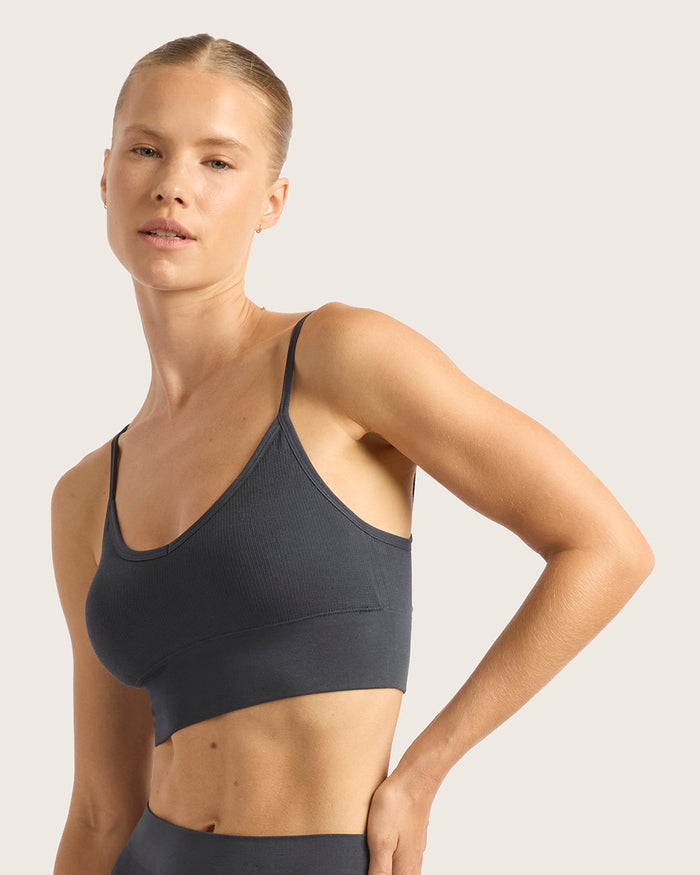 LYOLYTE Ribbed Low Back Bralette - Storm