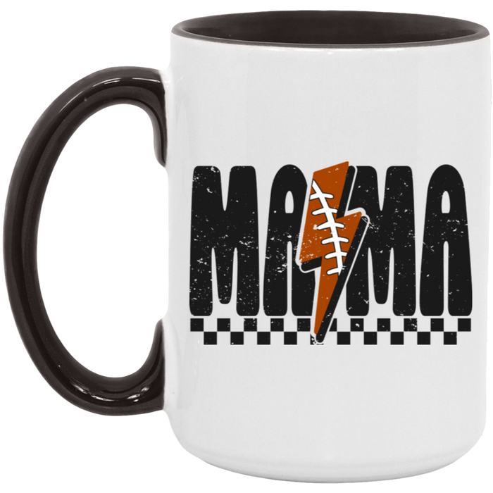 Mama Football Bolt 15 oz ceramic coffee mug in White/Black