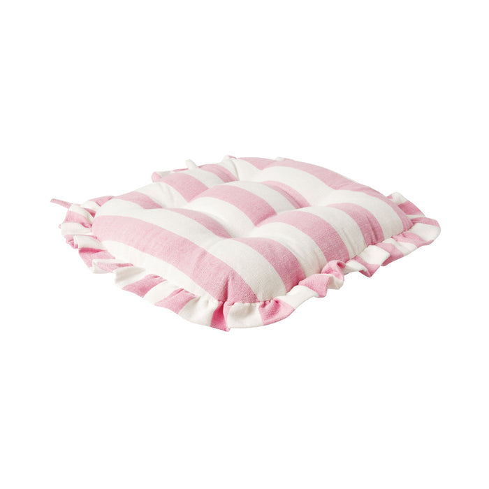 Marais Block Stripe Ruffle Seat Cushion Rose Pink