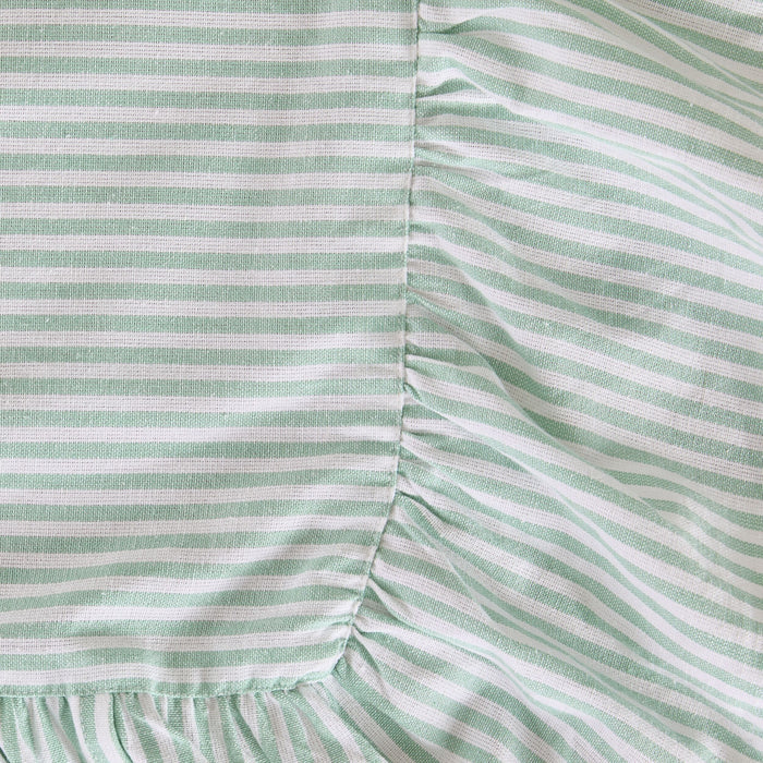 Marais Ruffle Stripe Tablecloth Pine Green