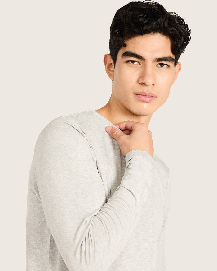 Men's Base Layer Long Sleeve Crew Neck T-Shirt - Light Grey Marl