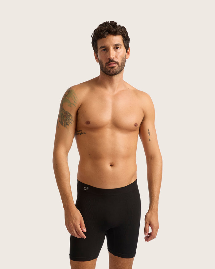 Men's Seamfree Mid-Length Boxer Briefs - Black