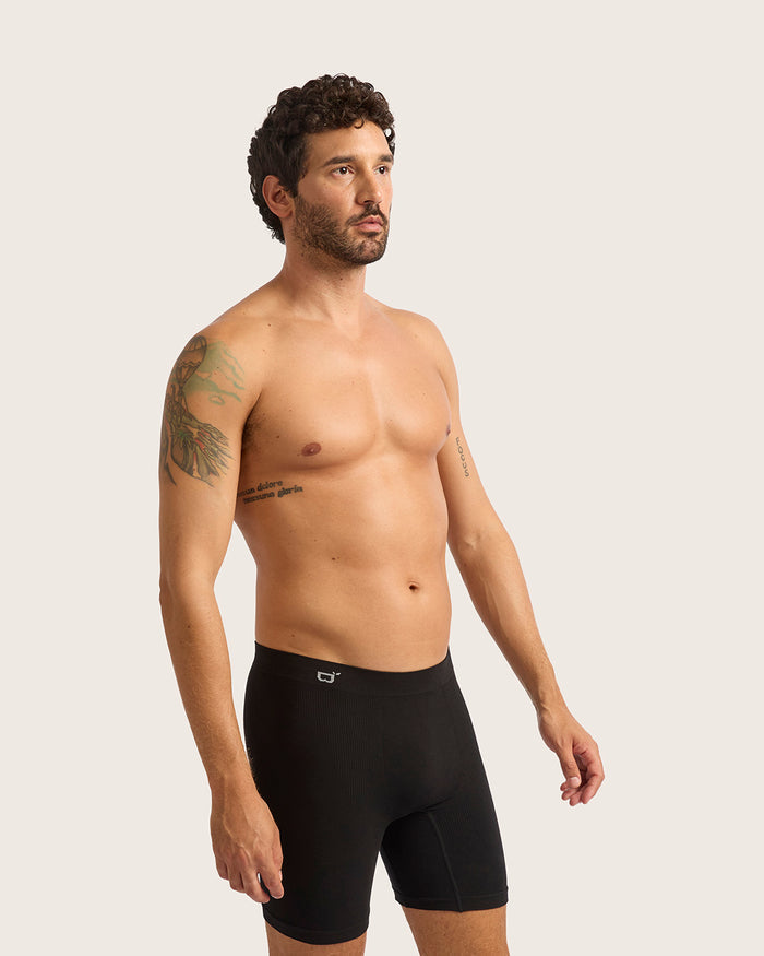 Men's Seamfree Mid-Length Boxer Briefs - Black