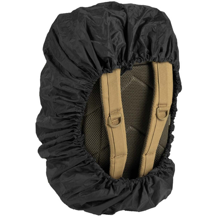 rear view of mil tec large black waterproof assault rucksack cover