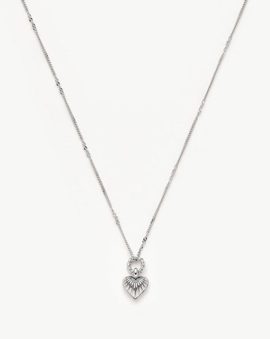 Mini Ridge Heart Charm Pendant Necklace | Silver Plated Necklaces Missoma