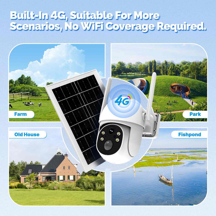 MOES 4G Solar Outdoor Security Camera,Lifetime Free Unlimited Data,360°PTZ,No SIM Required(US Version)