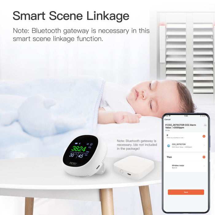 Note: Bluetooth gateway is necessary in this smart scene linkage function - MOES
