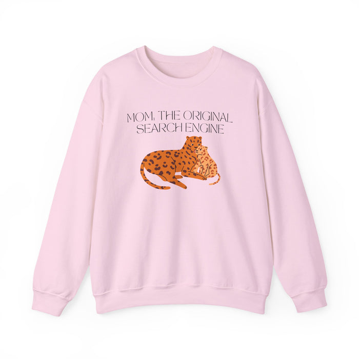 Mom "Mom: The Original Search Engine" crewneck sweatshirt in Light Pink