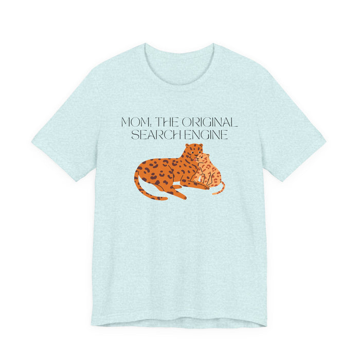 Mom "Mom: The Original Search Engine" graphic t-shirt in Heather Prism Ice Blue