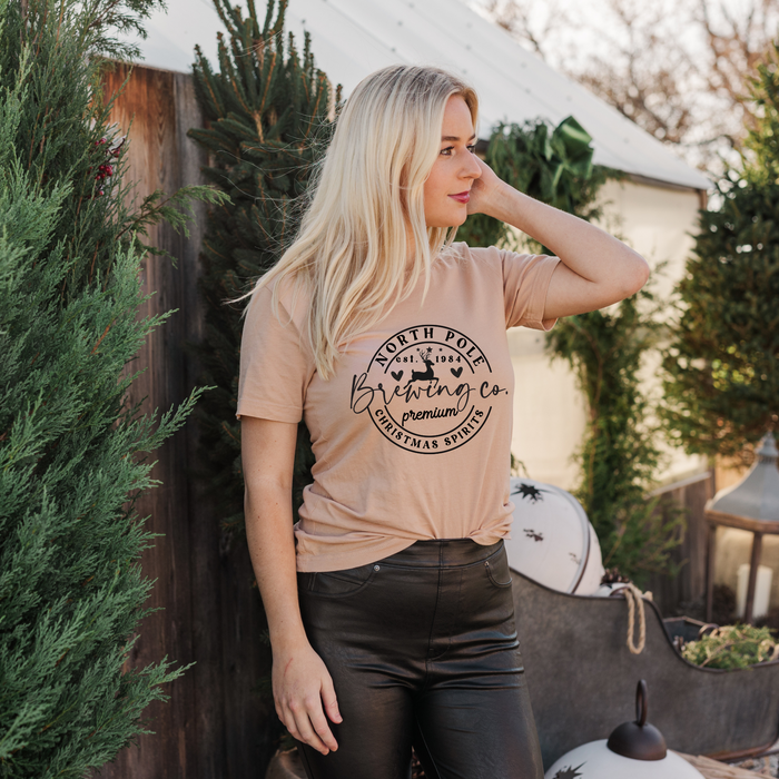 North Pole Brewing Co Christmas Spirits graphic t-shirt