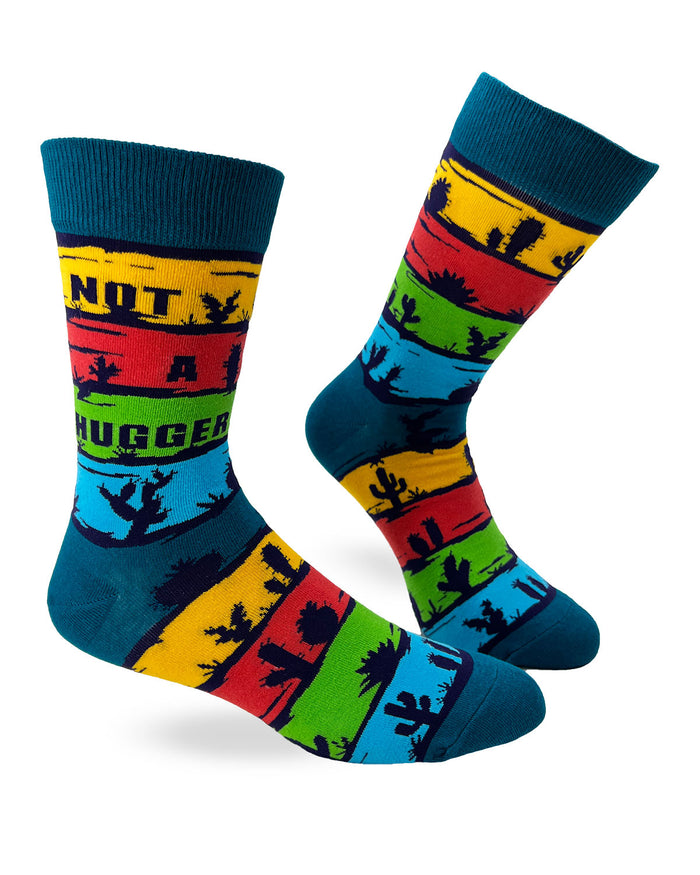 Not a Hugger Men's Novelty Crew Socks Featuring Cactuses