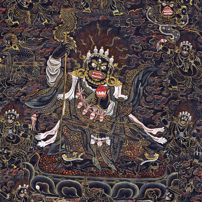 Nyingma Mahakala Tibetan Wrathful Deity | Buddhist Spiritual Protector Dharma Warrior Art | Vintage All-Over-Print T-Shirt