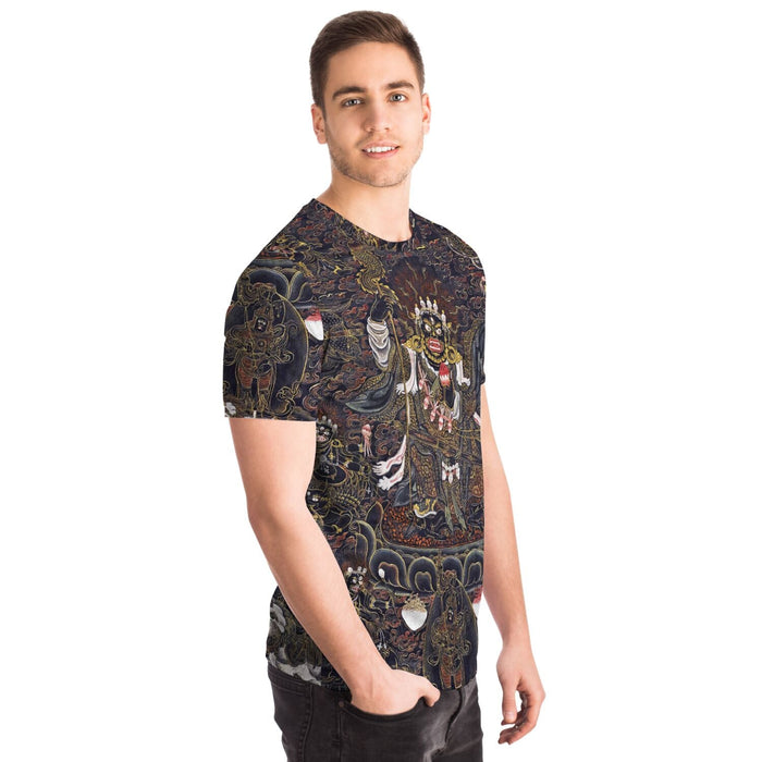 Nyingma Mahakala Tibetan Wrathful Deity | Buddhist Spiritual Protector Dharma Warrior Art | Vintage All-Over-Print T-Shirt