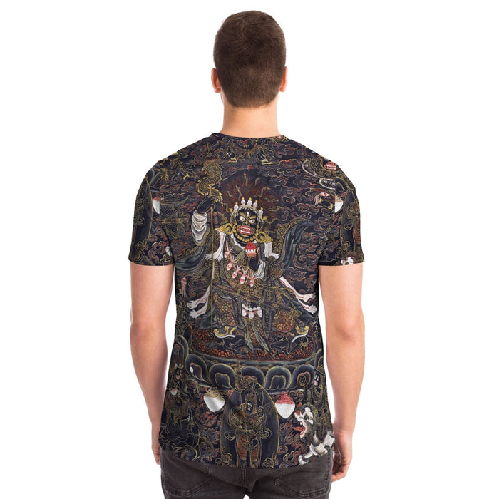 Nyingma Mahakala Tibetan Wrathful Deity | Buddhist Spiritual Protector Dharma Warrior Art | Vintage All-Over-Print T-Shirt