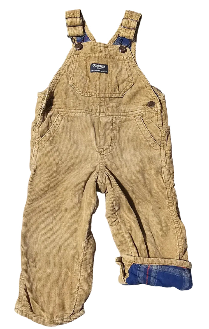 Osh Kosh B'Gosh Corduroy and Plaid Flannel Lined Overalls 12m