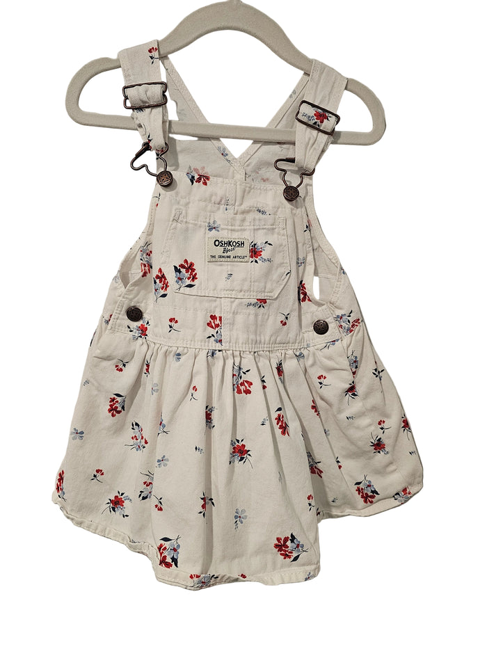 Osk Kosh B'Gosh White Floral Overall Dress 18m