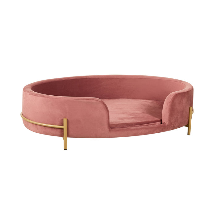 Oval Velvet Pet Bed Rose Large