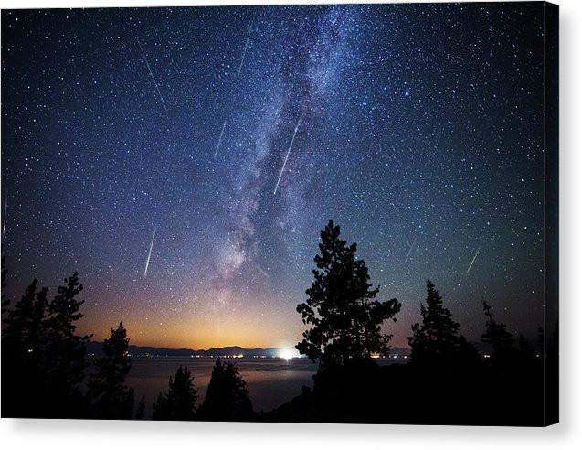 Perseid Meteor Shower From Tahoe - Canvas Print-10.000" x 6.625"-Lake Tahoe Prints