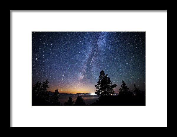 Perseid Meteor Shower From Tahoe - Framed Print